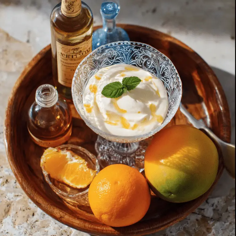 Mango Orange Syllabub with Cardamom and Cream