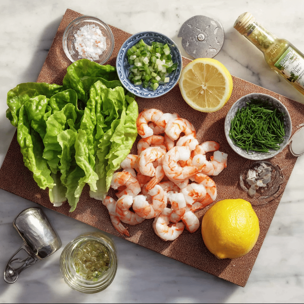 Shrimp Crudo in Baby Gem Lettuce Boats